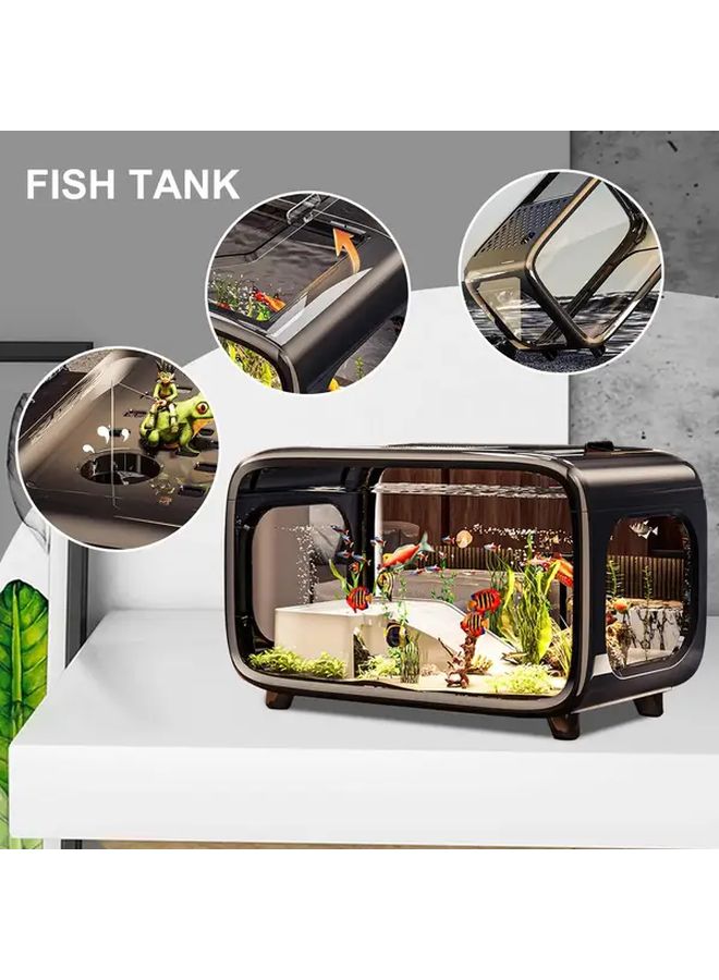 حوض ميكرو إيكو تانك الأبيض ذاتي الاستدامة للأحواض المائية المكتبية للأسماك والسلاحف - Image 2